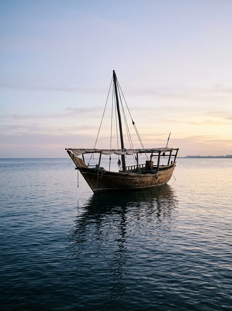Arabian Sea coastal fishing vessel at dawn